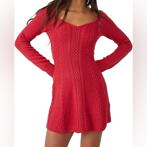 Free People Small World Mini Sweater Dress in Rosemont NWOT - Picture 4 of 10